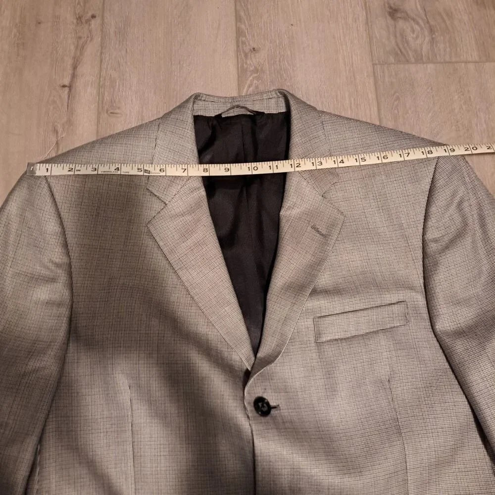 Stafford Blazer Mens 40R White Black Silk Wool‎ Pattern Business Jacket